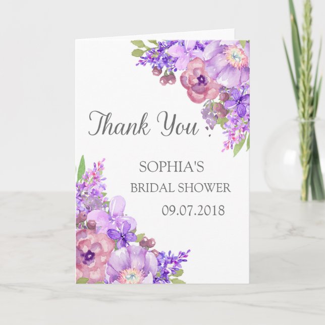 Agradecimiento de Despedida de Soltera Floral Púrp (Anverso)
