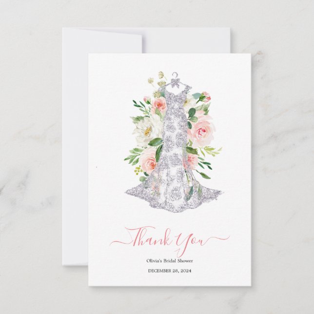 Agradecimiento de Despedida de Soltera Floral Rosa (Anverso)