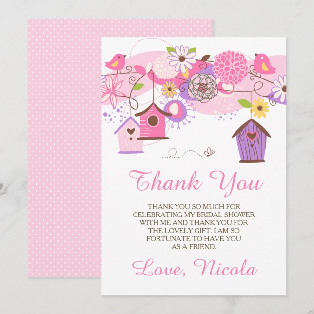 Agradecimiento de Despedida de Soltera Floral Rosa (Anverso / Reverso)