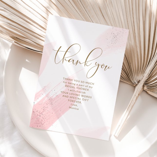 Agradecimiento de Despedida de Soltera Rosa Rubor (Blush Pink Bride to Be Bridal Shower Thank You Card)
