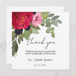 Agradecimiento de ducha nupcial floral de peonía c