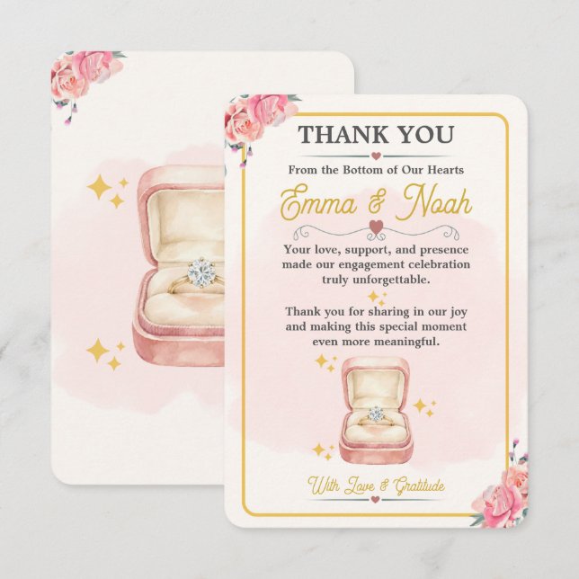 Agradecimiento de Fiesta de Compromiso Floral Eleg (Anverso / Reverso)