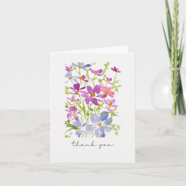 Agradecimiento de Flor Silvestre Acuarela Rústica (Anverso)