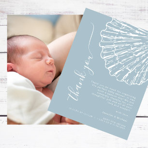 Agradecimiento de Foto de Baby Shower Azul Costero