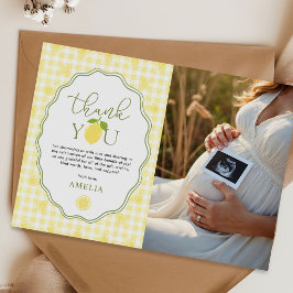 Agradecimiento de foto de baby shower de limón a c