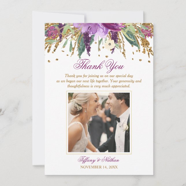 Agradecimiento de Foto de Boda con Amethyst Brilla (Anverso)