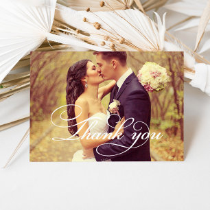 Agradecimiento de foto de boda con guión blanco vi