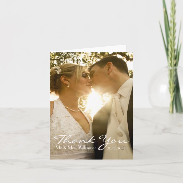 Agradecimiento de Foto de Boda con Letra a Mano Se (Anverso)