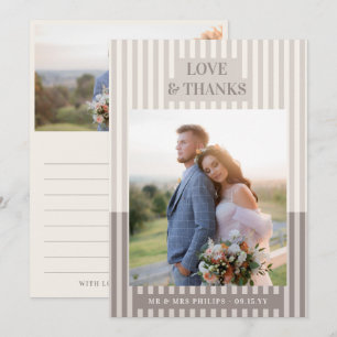Agradecimiento de foto de boda con rayas grises pa