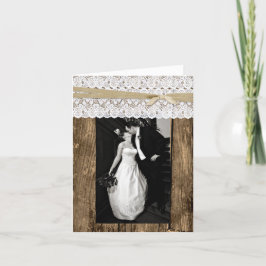 Agradecimiento de foto de boda de madera rústica y