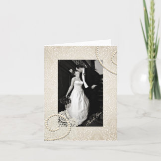 Agradecimiento de foto de boda en damasco de marfi