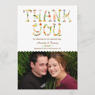 Agradecimiento de Foto de Boda Floral Letras Bosqu