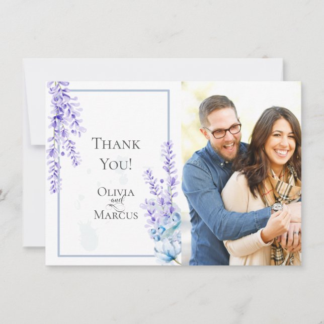 Agradecimiento de Foto de Boda  |  Lavanda Acuarel (Anverso)