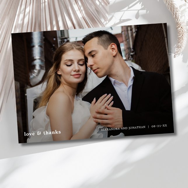 Agradecimiento de Foto de Boda Moderna (Wedding Photo Thank You Card)