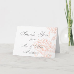 Agradecimiento de Foto de Boda Vintage Floral Gris