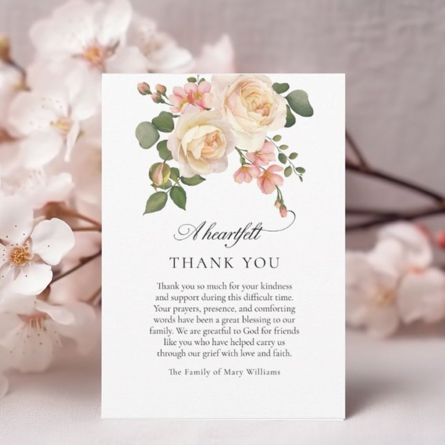 Agradecimiento de funeral cristiano floral de rosa (Subido por el creador)