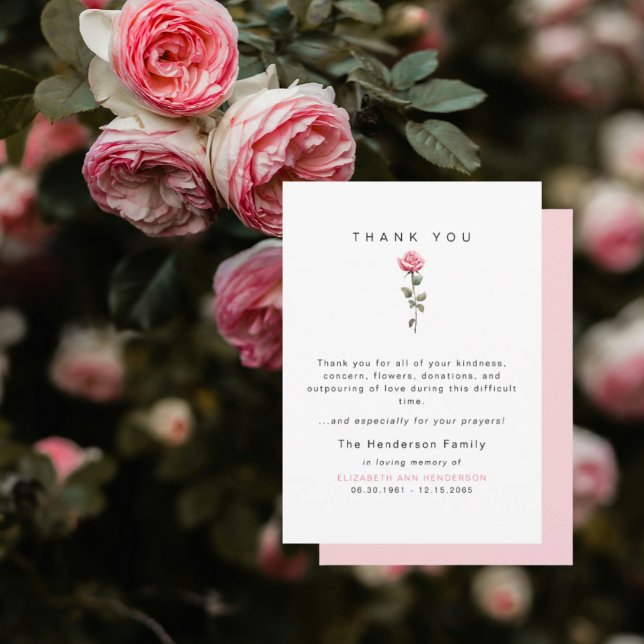 Agradecimiento de funeral por pérdida de rosa rosa (Subido por el creador)