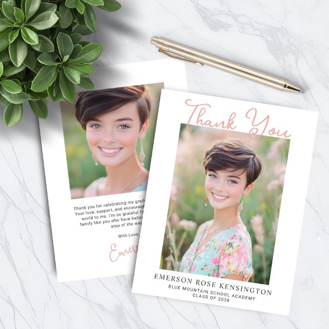 Agradecimiento de Graduación Manuscrito de Moda (Trendy Handwritten Graduation Thank You Cards)