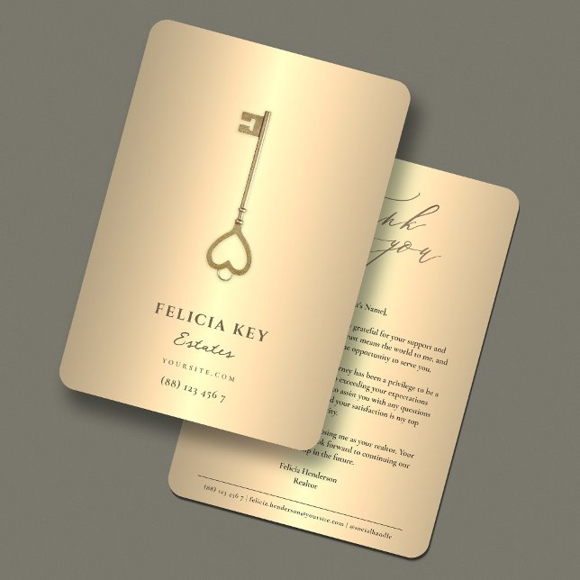 Agradecimiento del agente inmobiliario Faux Gold (Real Estate Agent Gold Grateful Appreciation Thank You Card
)