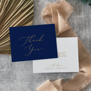 Agradecimiento Delicada caligrafía de oro   Tarjeta de agradecimi