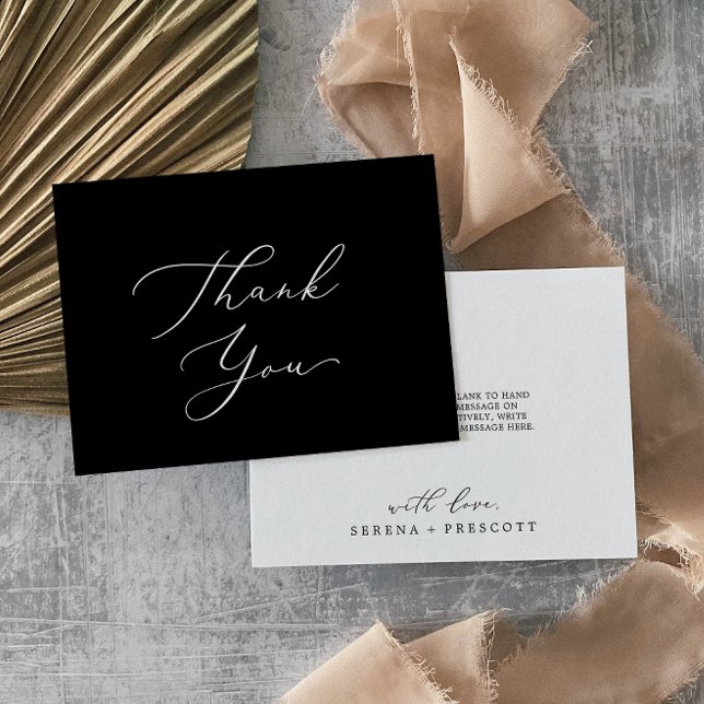 Agradecimiento Delicada caligrafía negra oscura tarjeta de agrade (Subido por el creador)