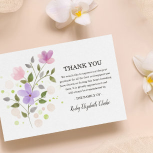 Agradecimiento Delicada Flower Photo Funeral Tarjeta de agradecim