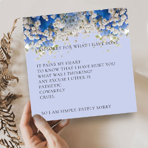 Agradecimiento Delicate Blue Floral Lamento tarjeta de disculpa