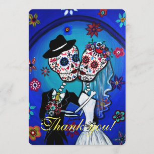 AGRADECIMIENTO DIA DE LOS MUERTOS BODA GRACIAS TARJETA