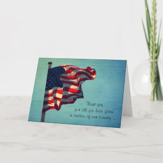 Agradecimiento Día de los Veteranos, Gracias - Tarjeta Militar De