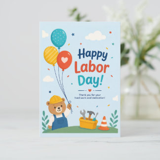 Agradecimiento Día del Trabajo Feliz y Adorable Tarjeta de Agrade