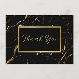 Agradecimiento Diseñador de mármol negro y dorado gracias tarjeta