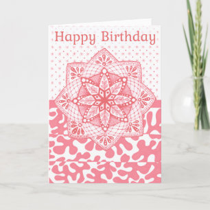 Agradecimiento Diseño de Doodle de color rosa con tarjeta de cump