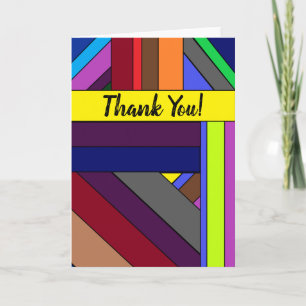 Agradecimiento Diseño multicolor a rayas, tarjeta de ¡Gracias!