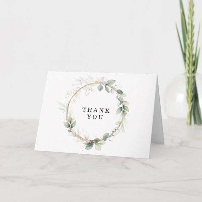 Agradecimiento Doble de Boda Verde y Dorado (Anverso)