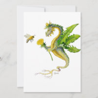 Dragón y abeja - tarjeta del diente de león