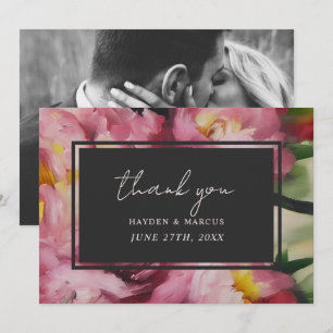 Agradecimiento dramático de foto de boda floral ro