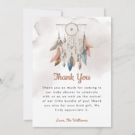 Agradecimiento Dreamcatcher Boho Pastel Baby Show Tarjeta de agra