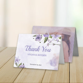 Agradecimiento Dulce Boda morado floral doblado tarjeta de agrade