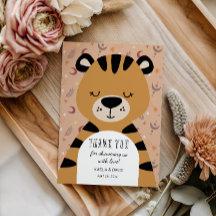 Dulce Tigre Boho Bosque Gracias Tarjeta de Cumplea