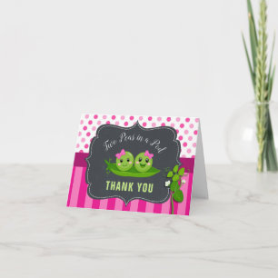 Agradecimiento Dulces Niñas Gemelas en una Tarjeta de Baby Shower