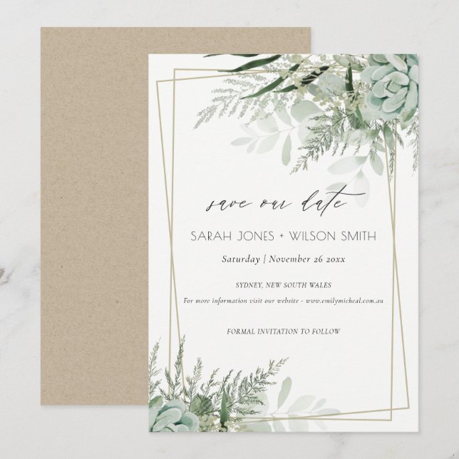 Agradecimiento Dusky Leafy Fern Succulent Guardar la tarjeta de f (Anverso / Reverso)