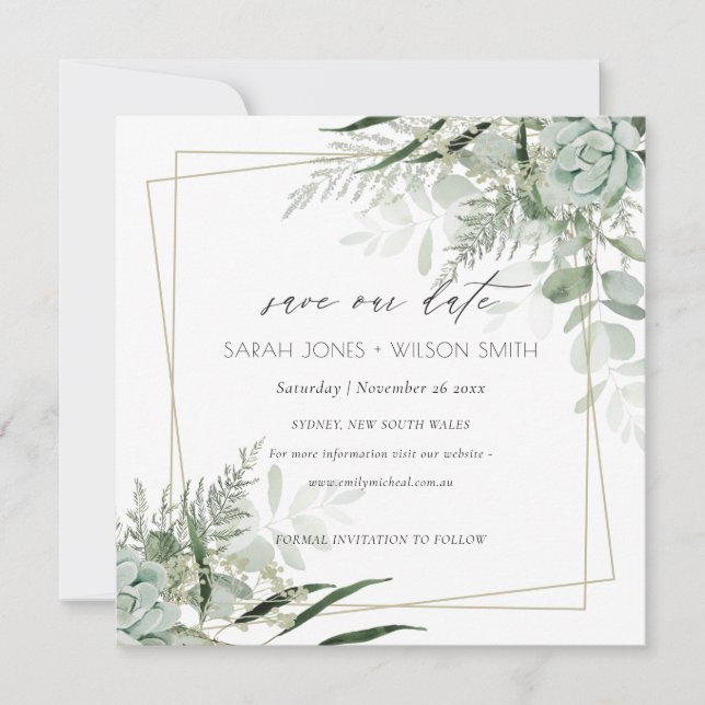 Agradecimiento Dusky Leafy Fern Succulent Guardar la tarjeta de f (Anverso)