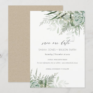 Agradecimiento Dusky Leafy Fern Succulent Guardar la tarjeta de f