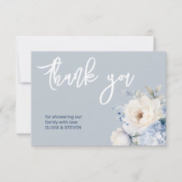 Agradecimiento Duste tarjeta de ducha con flores azul y blanco