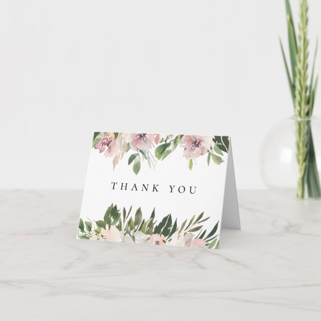 Agradecimiento Dusty Mauve Boda Floral Foto Tarjeta de agradecimi (Anverso)