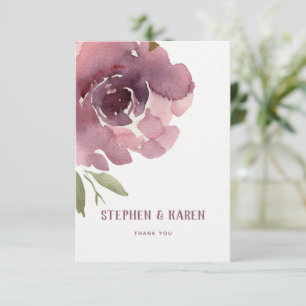 Agradecimiento Dusty Rosa Peony Elegant Wedding Tarjeta de agrade