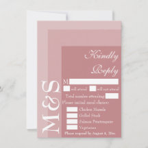 Dusty Rosa Sencilla y Moderna Tarjeta RSVP de Boda