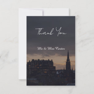 Agradecimiento Edinburgh Night Skyline Boda Escocesa Tarjeta de A