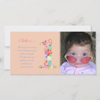 Agradecimiento El 1r cumpleaños de las niñas le agradece tarjeta 