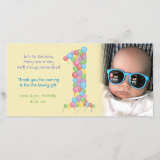 Agradecimiento El 1r cumpleaños de los bebés le agradece tarjeta